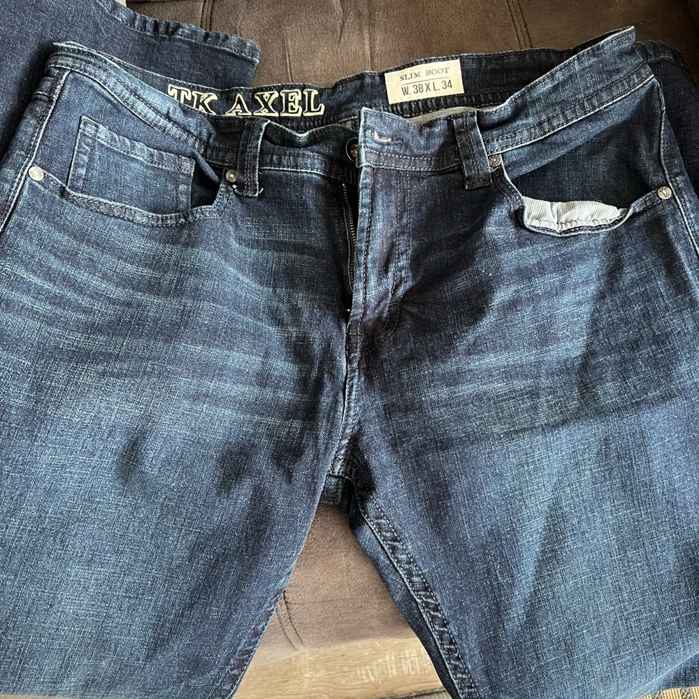 Men's Dark Blue Jeans Axel Brand 38x34 Slim Boot